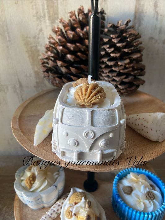 Bougie combi Jesmonite Bougie parfum monoï Bougie chantilly Bougie artisanale Bougie végétale Jesmonite Idée cadeau