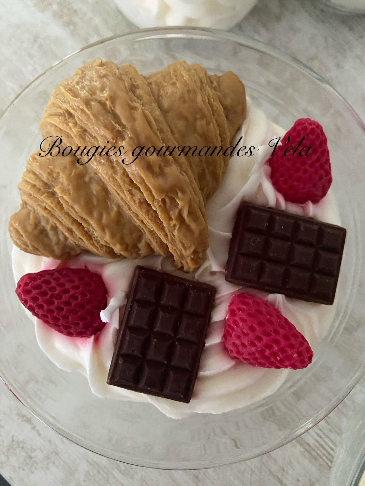 Bougie croissant viennoiserie Bougie gourmande Bougie parfumée viennoiserie Bougie gourmandise Bougie chantilly Bougie artisanale Bougie végétale Idée cadeau
