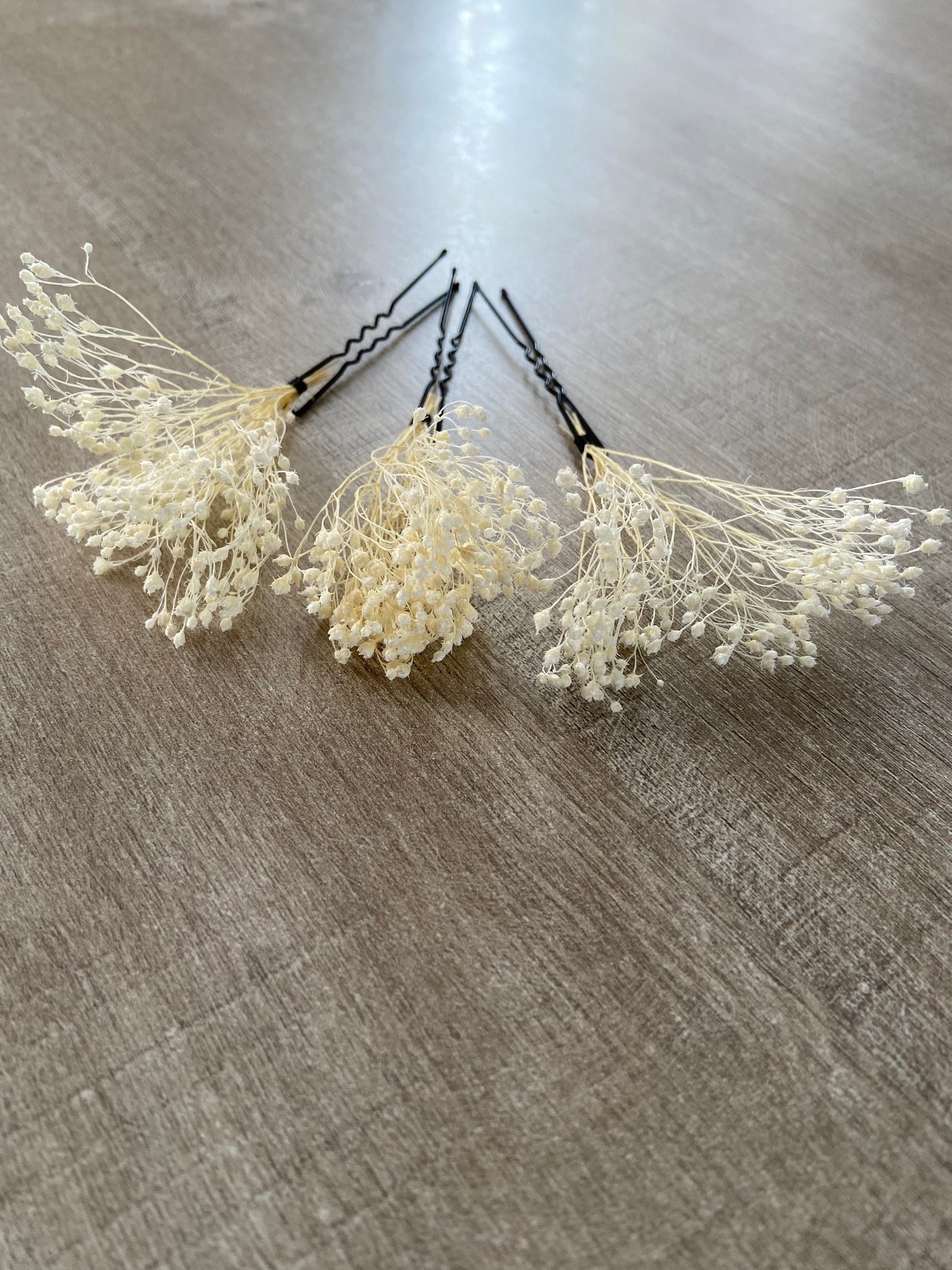 3 epingles chignon mariee fleurs ivoires broom bloom fleurs séchées fleurs stabilisées Accessoires coiffure mariage