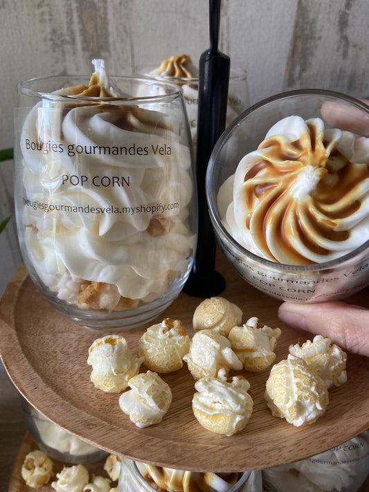 Bougie gourmande pop corn Bougie parfumée pop corn Bougie chantilly Bougie artisanale Bougie végétale Idée cadeau