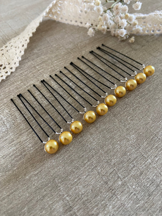 10 epingles chignon mariee perles dorees Accessoires coiffure mariage