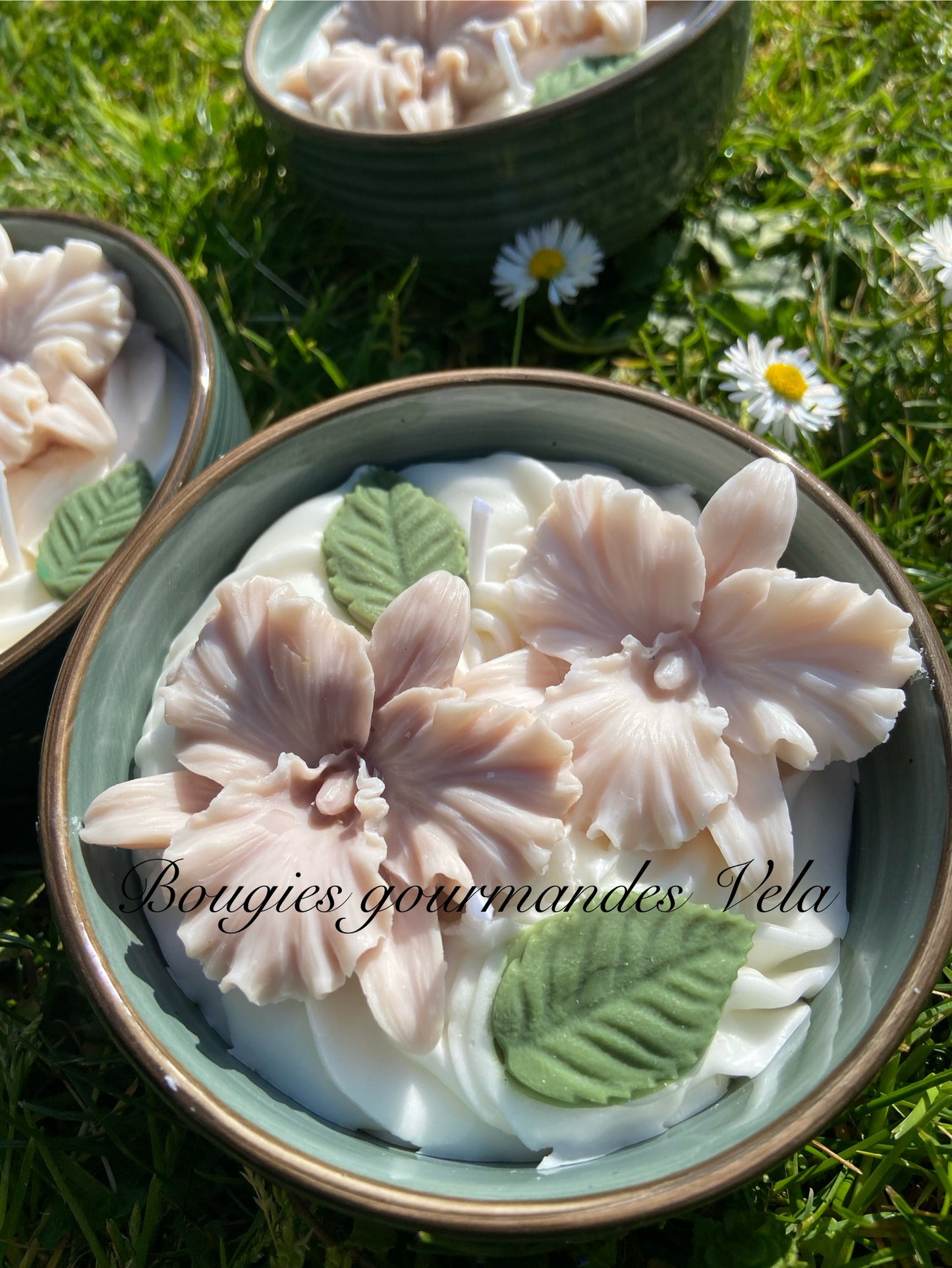 Bougie fleurs Bougie fleurie Bougie parfumée lys blanc Bougie végétale Idée cadeau