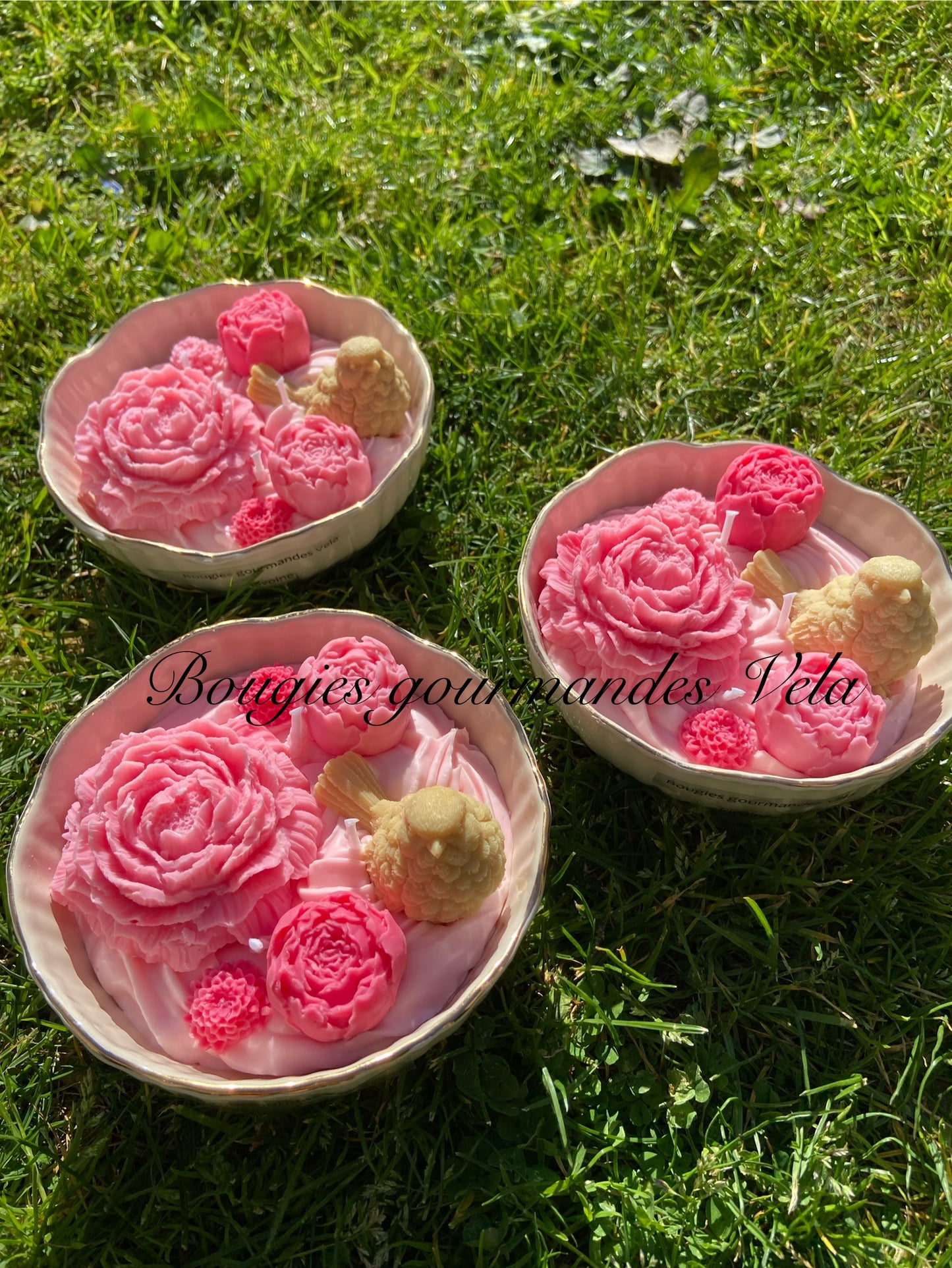 Grande Bougie fleurs Bougie fleurie Bougie parfumée pivoine Bougie naturelle Bougie végétale Idée cadeau