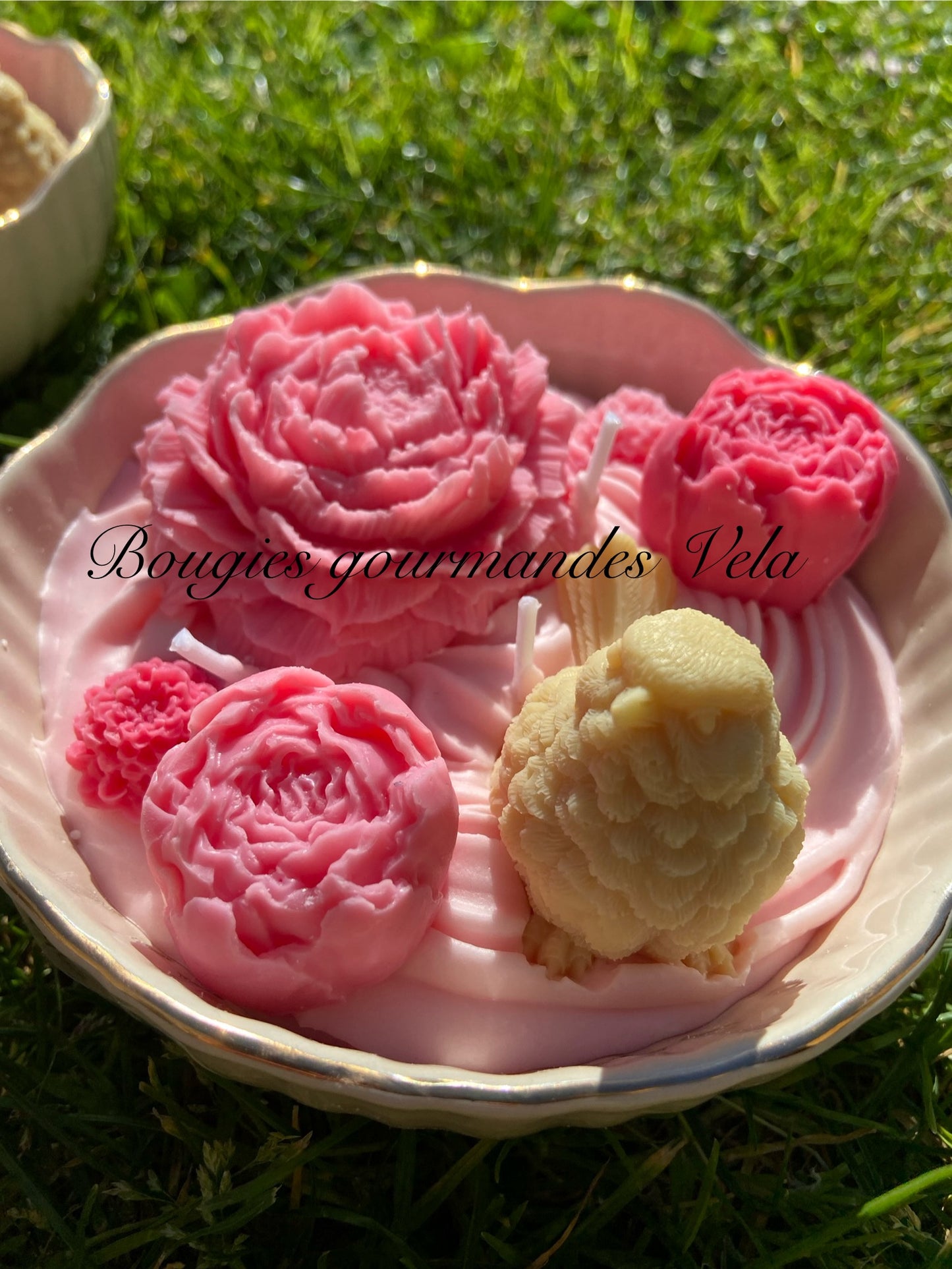 Grande Bougie fleurs Bougie fleurie Bougie parfumée pivoine Bougie naturelle Bougie végétale Idée cadeau