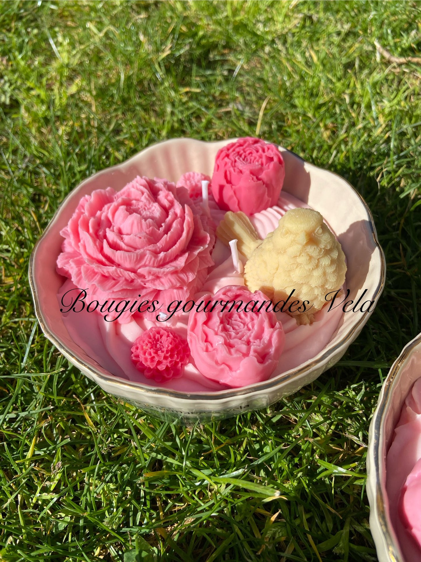 Grande Bougie fleurs Bougie fleurie Bougie parfumée pivoine Bougie naturelle Bougie végétale Idée cadeau