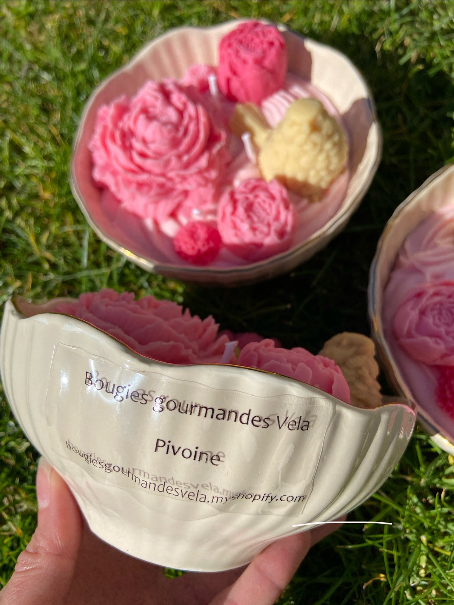 Grande Bougie fleurs Bougie fleurie Bougie parfumée pivoine Bougie naturelle Bougie végétale Idée cadeau