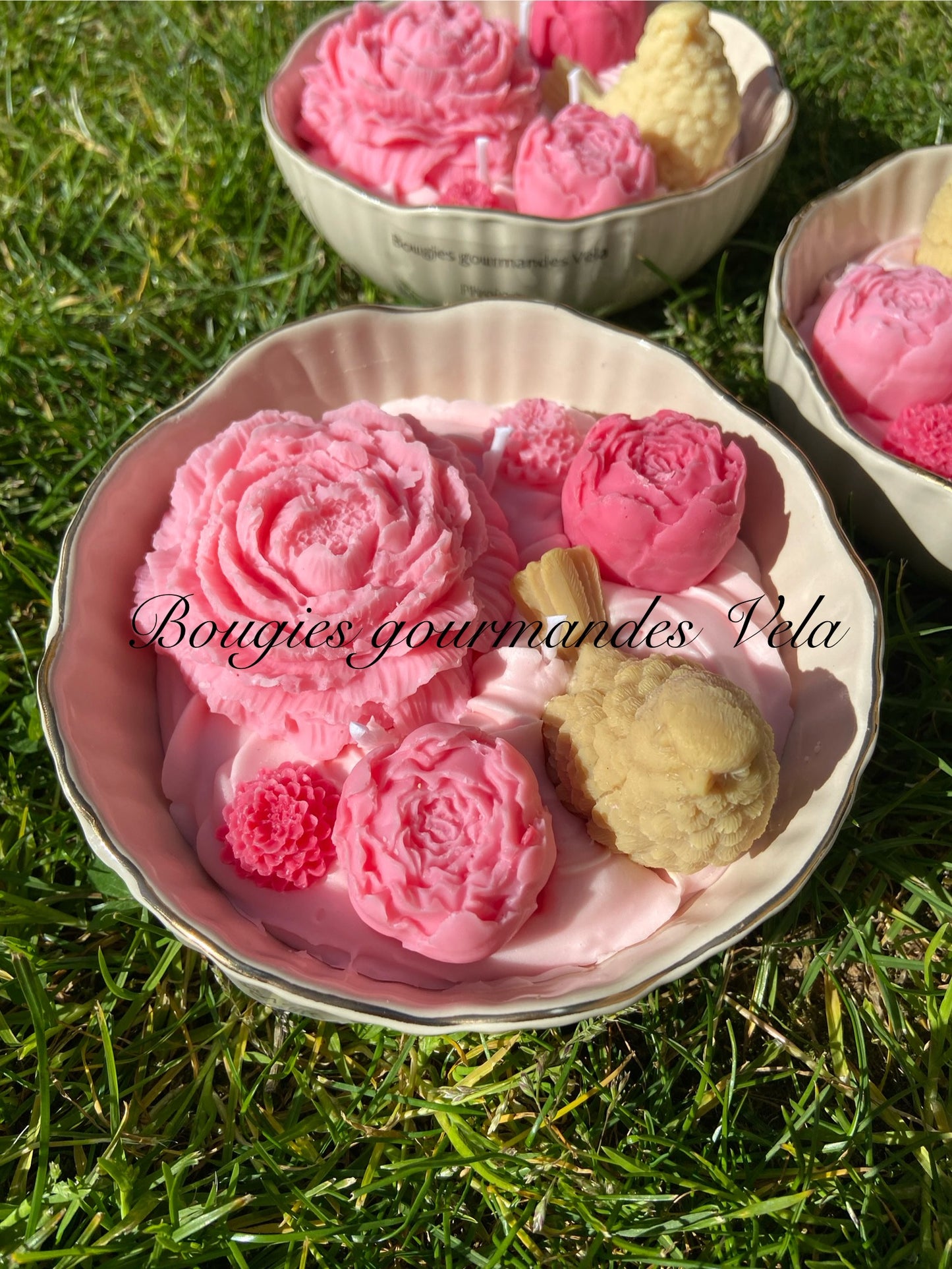Grande Bougie fleurs Bougie fleurie Bougie parfumée pivoine Bougie naturelle Bougie végétale Idée cadeau