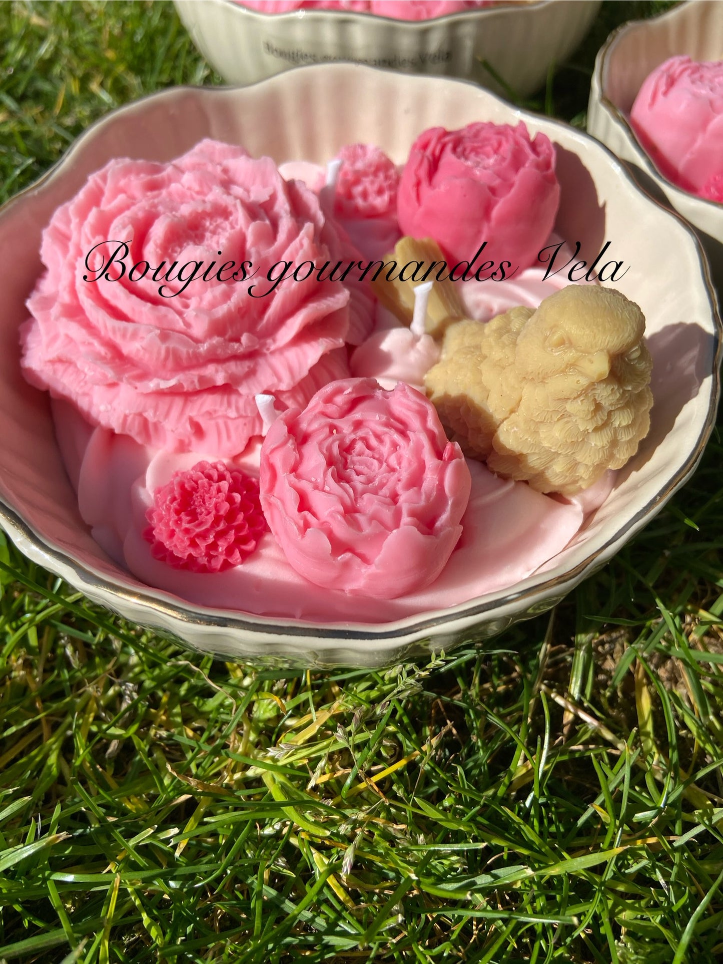 Grande Bougie fleurs Bougie fleurie Bougie parfumée pivoine Bougie naturelle Bougie végétale Idée cadeau