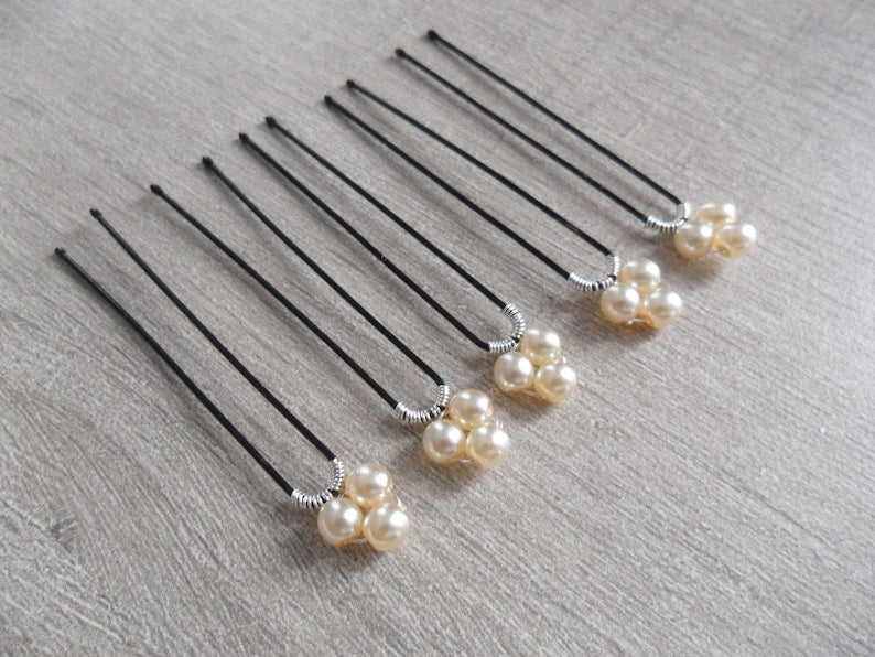 5 epingles chignon mariee perles nacrées ivoires Accessoires coiffure mariage