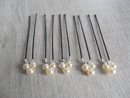 5 epingles chignon mariee perles nacrées ivoires Accessoires coiffure mariage