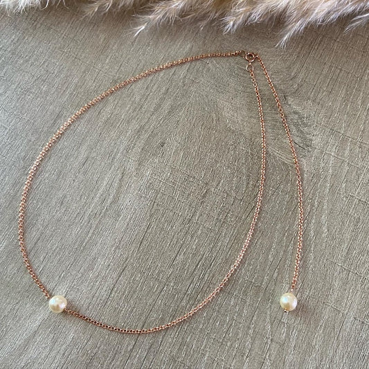 Collier mariee Collier de dos perles nacrées ivoires chaine fine rose gold Bijoux mariage Bijoux mariee