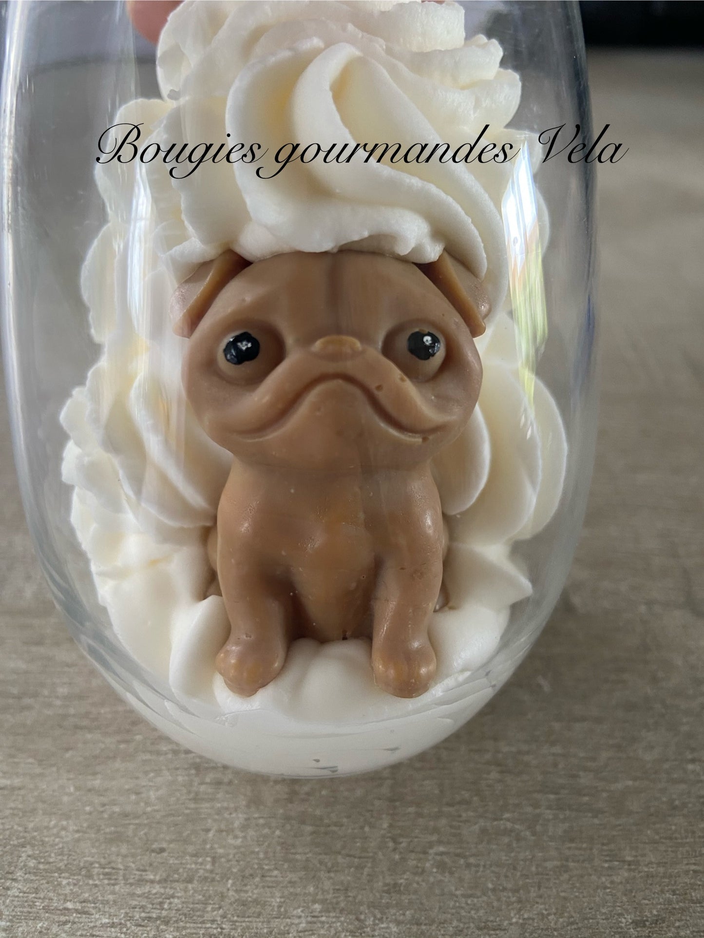 Bougie chien Bougie bouledogue Bougie gourmande Bougie parfumée chocolat praliné Bougie chantilly Bougie artisanale Bougie végétale Idée cadeau