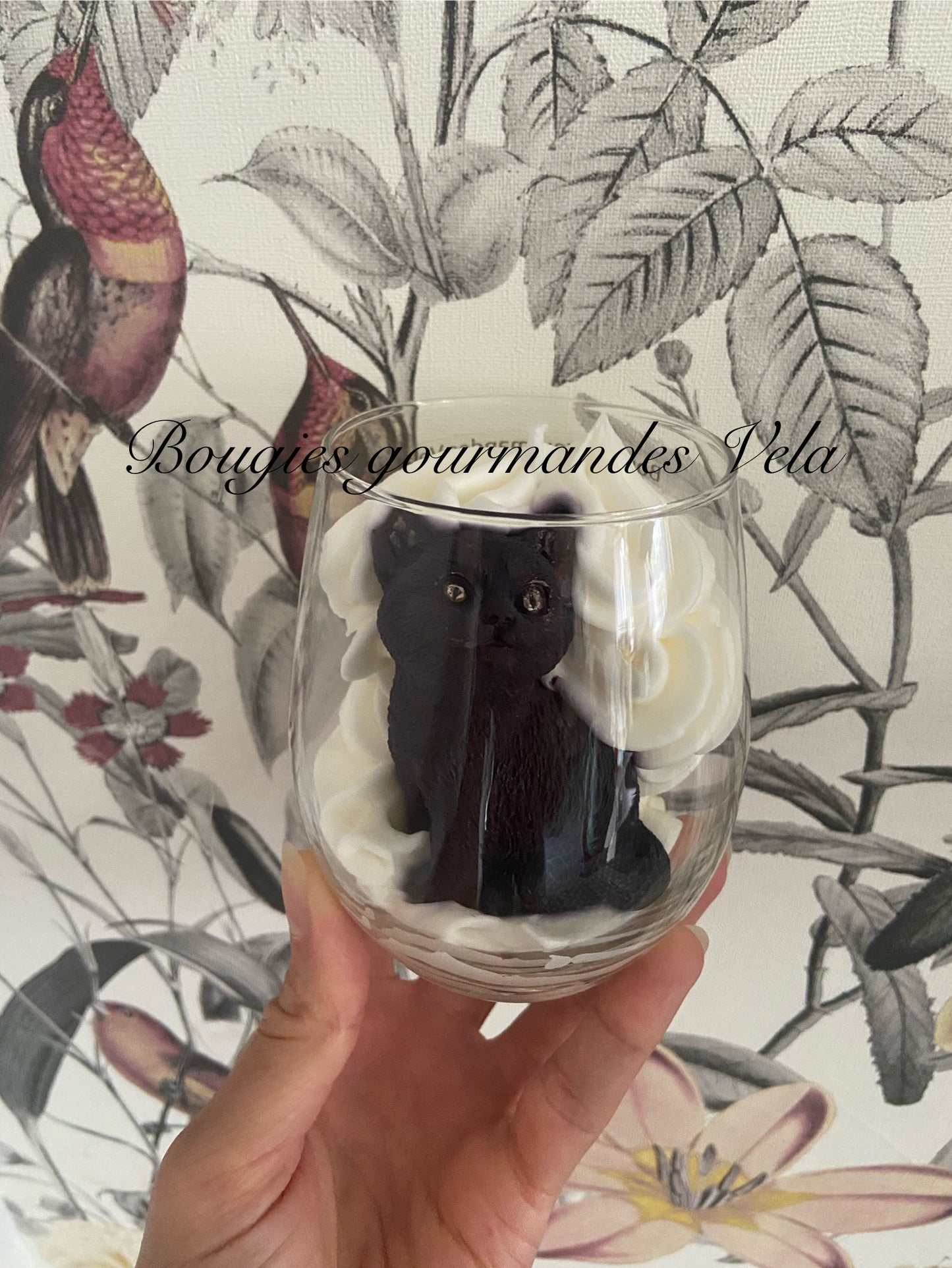 Bougie chat Bougie gourmande Bougie parfumée chocolat praliné Bougie chantilly Bougie artisanale Bougie végétale Idée cadeau