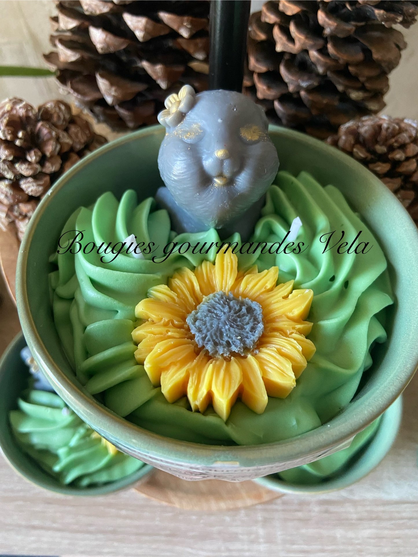 Bougie gourmande Bougie lapin tournesol Bougie parfumée fleur de coton Bougie chantilly Bougie artisanale Bougie végétale Idée cadeau