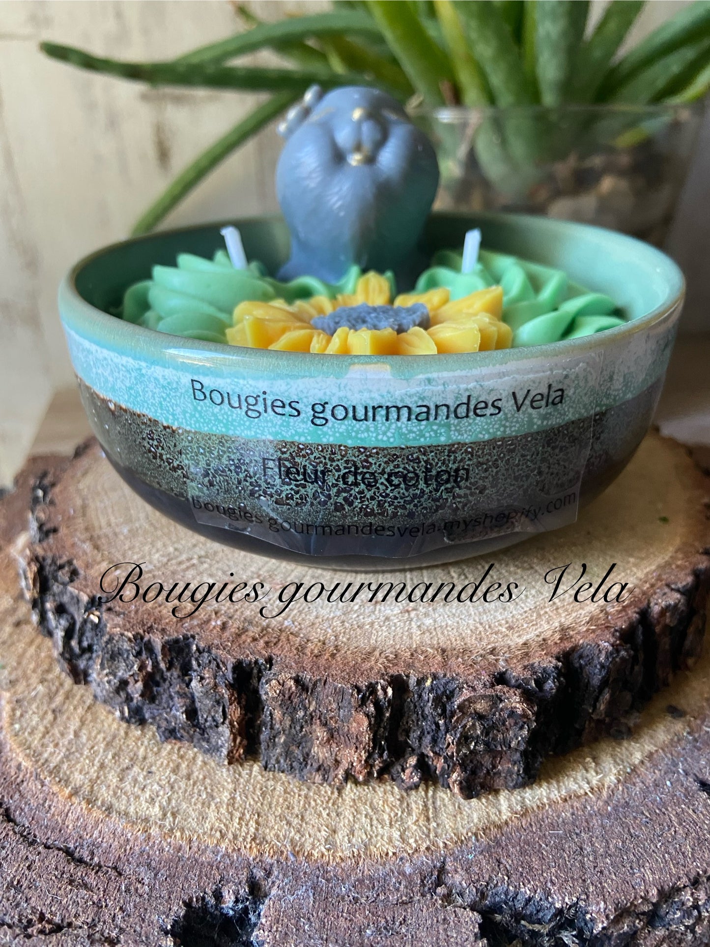 Bougie gourmande Bougie lapin tournesol Bougie parfumée fleur de coton Bougie chantilly Bougie artisanale Bougie végétale Idée cadeau