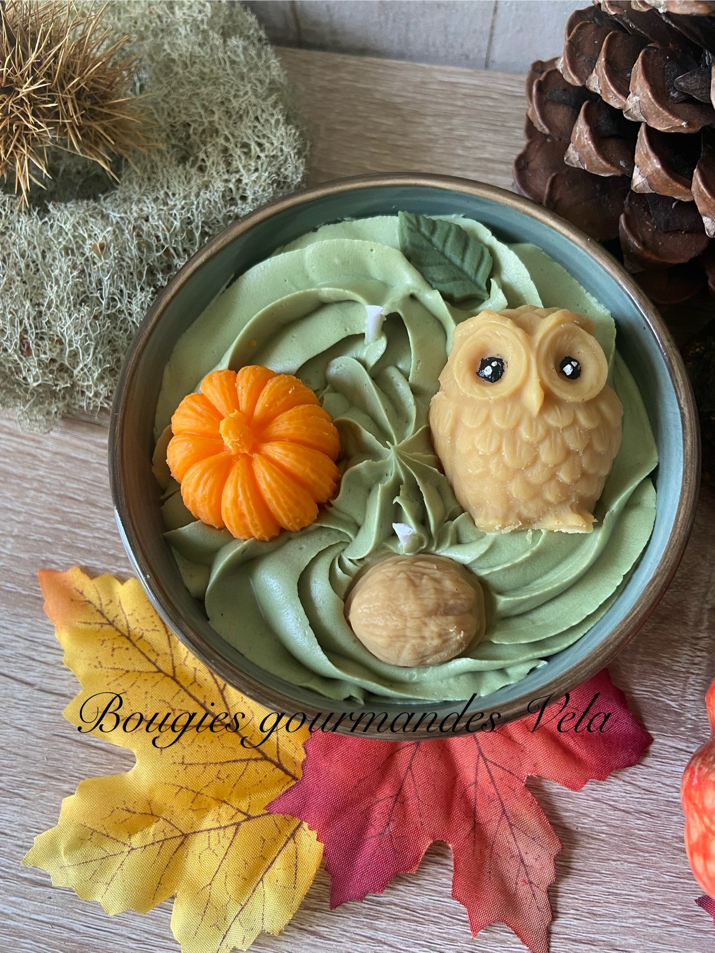 Bougie gourmande Bougie hibou citrouille Bougie parfumée cookie chocolat Bougie chantilly Bougie automne Bougie artisanale Bougie végétale Idée cadeau