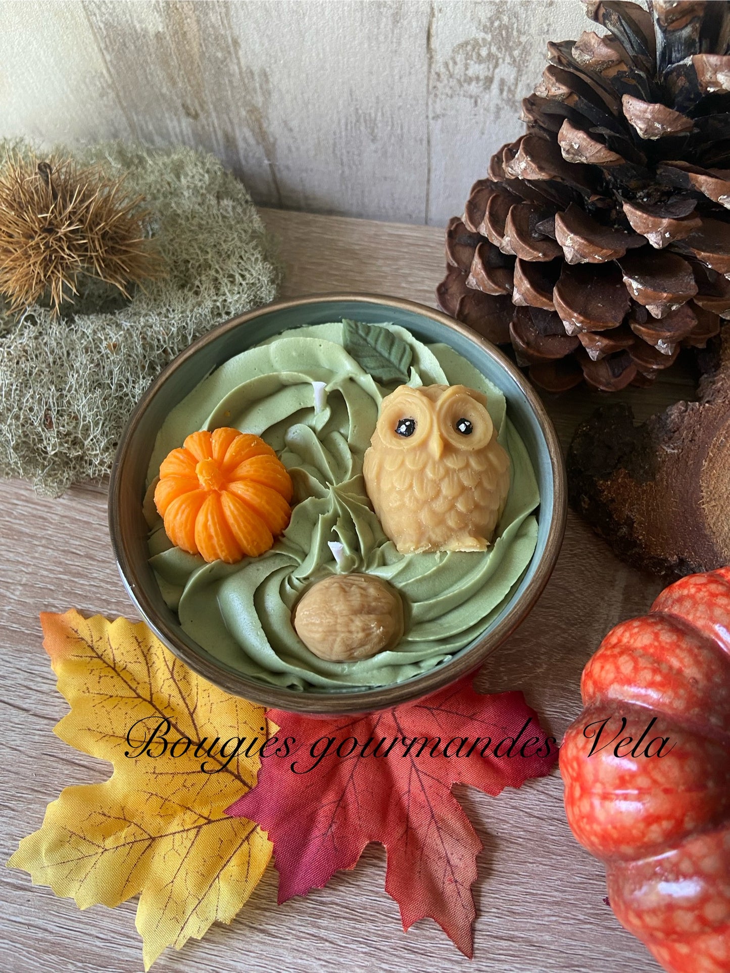 Bougie gourmande Bougie hibou citrouille Bougie parfumée cookie chocolat Bougie chantilly Bougie automne Bougie artisanale Bougie végétale Idée cadeau