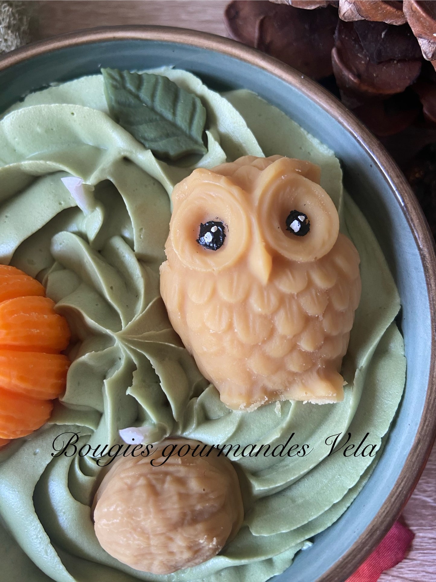 Bougie gourmande Bougie hibou citrouille Bougie parfumée cookie chocolat Bougie chantilly Bougie automne Bougie artisanale Bougie végétale Idée cadeau