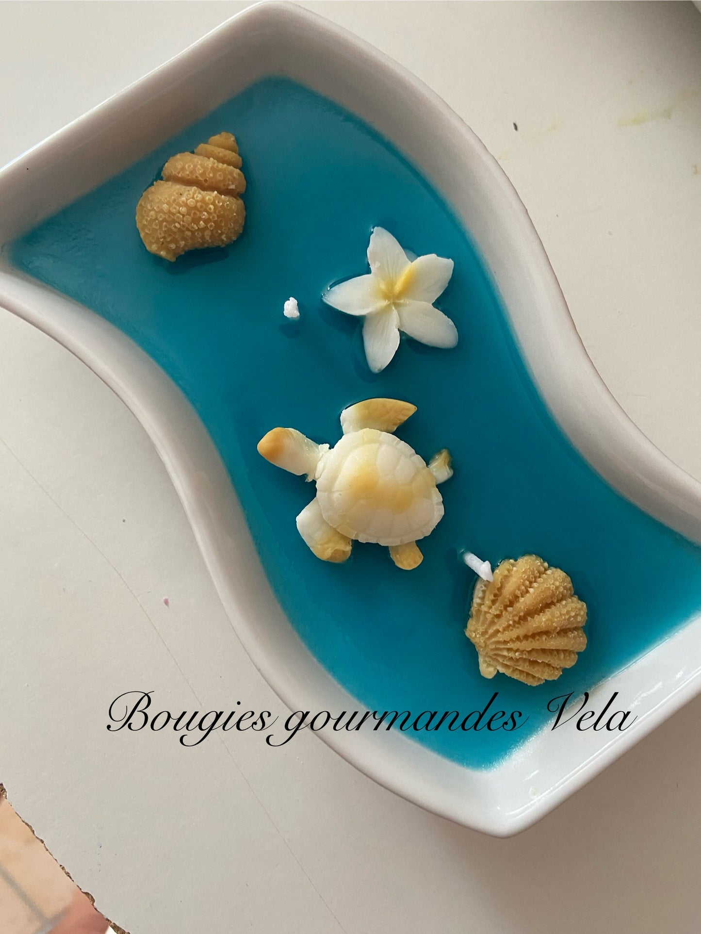 Bougie gourmande Bougie parfumée monoï Bougie tortue coquillages Bougie artisanale Bougie végétale Idée cadeau