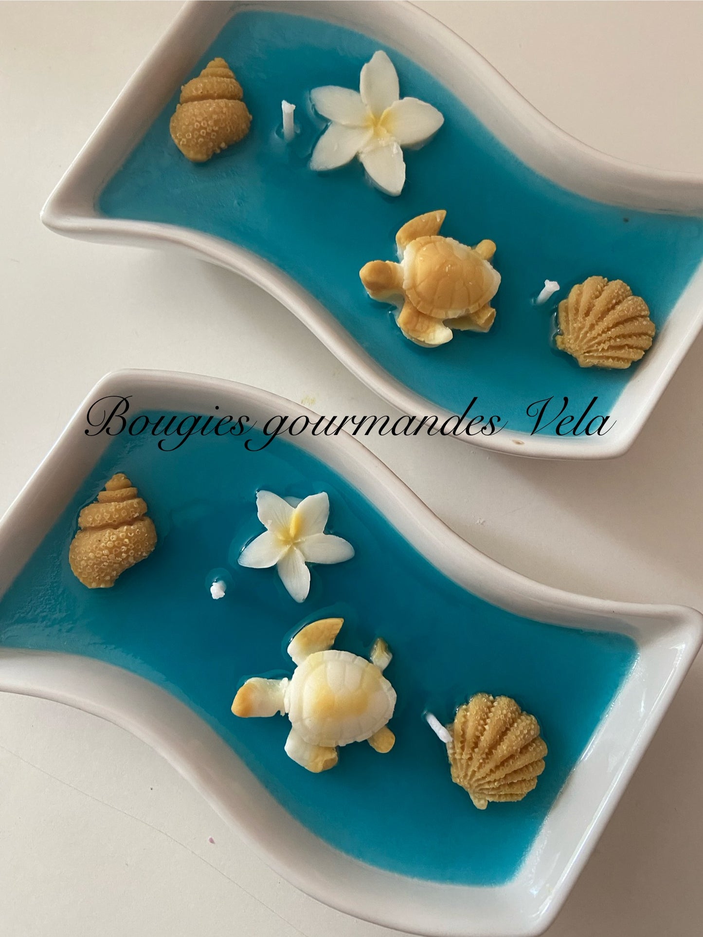 Bougie gourmande Bougie parfumée monoï Bougie tortue coquillages Bougie artisanale Bougie végétale Idée cadeau
