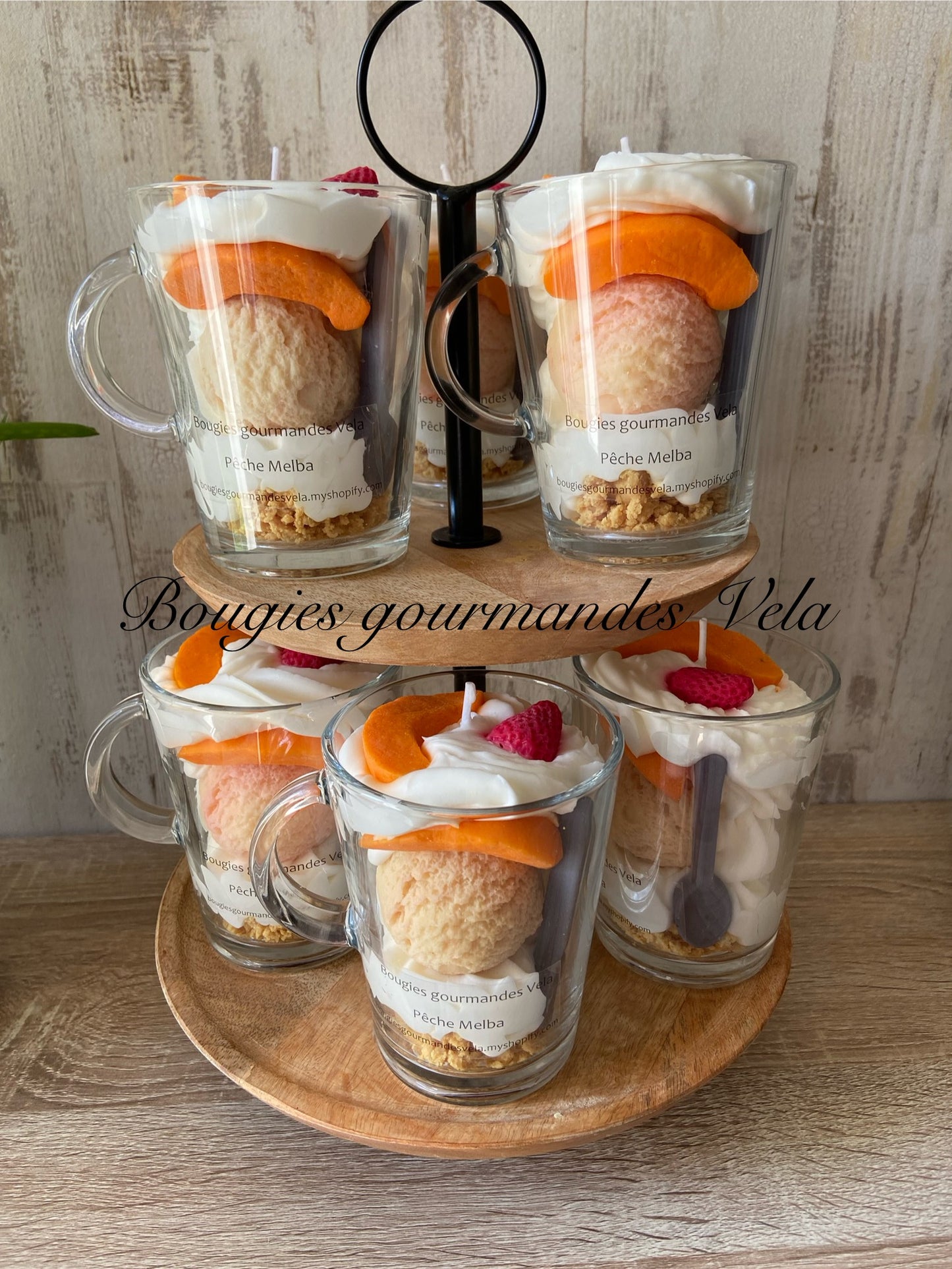Bougie gourmande Bougie pêche Melba Bougie parfumée peche Bougie chantilly Bougie artisanale Bougie végétale Idée cadeau