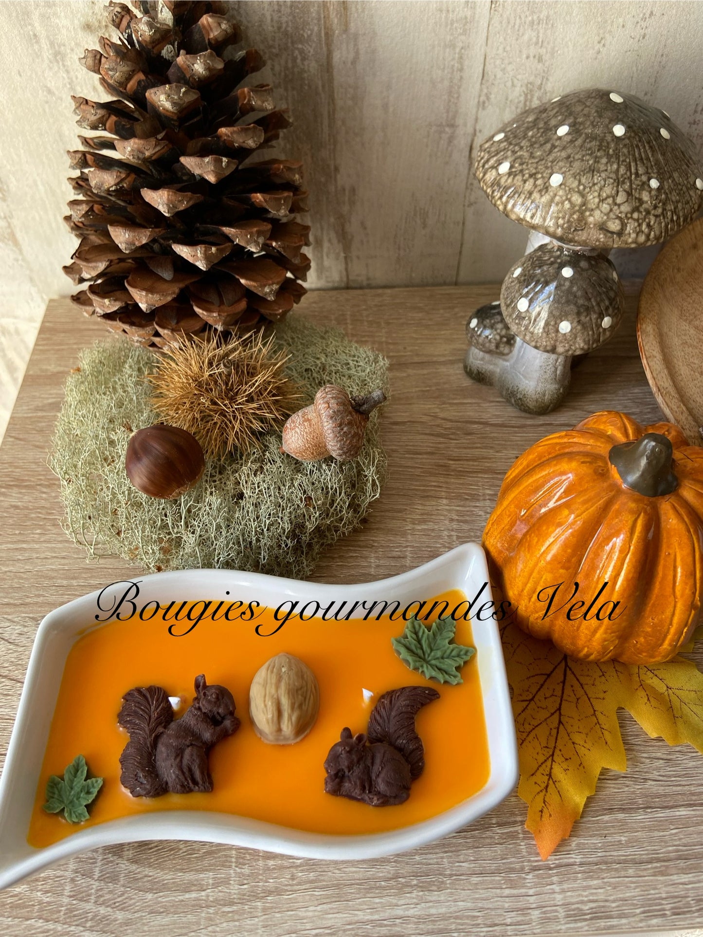 Bougie automne Bougie parfumée citrouille blanche ambrée Bougie artisanale Bougie végétale Idée cadeau