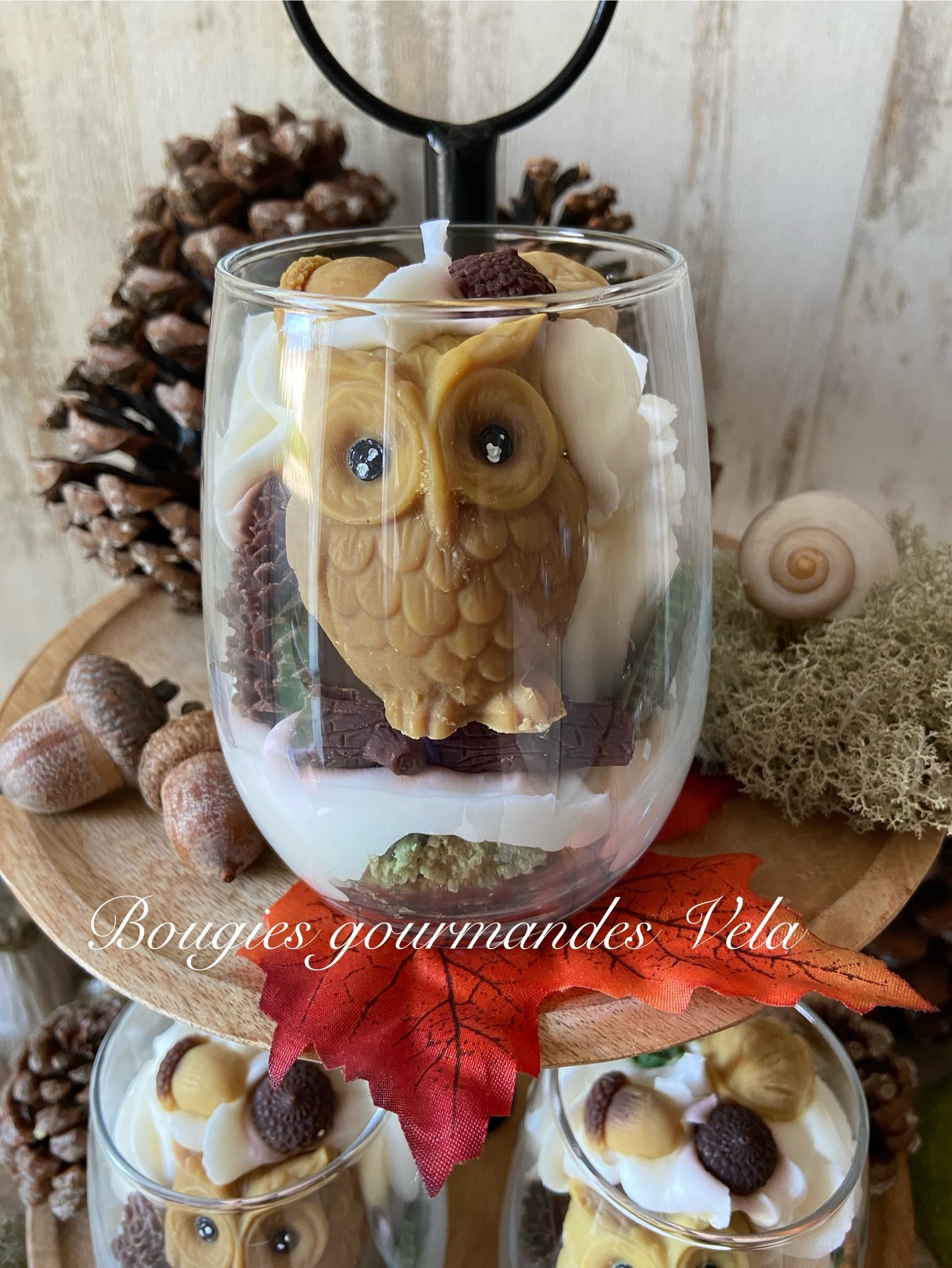Bougie gourmande Bougie Le hibou de la forêt Bougie parfumée Bougie automne Bougie chantilly Bougie artisanale Bougie végétale Idée cadeau