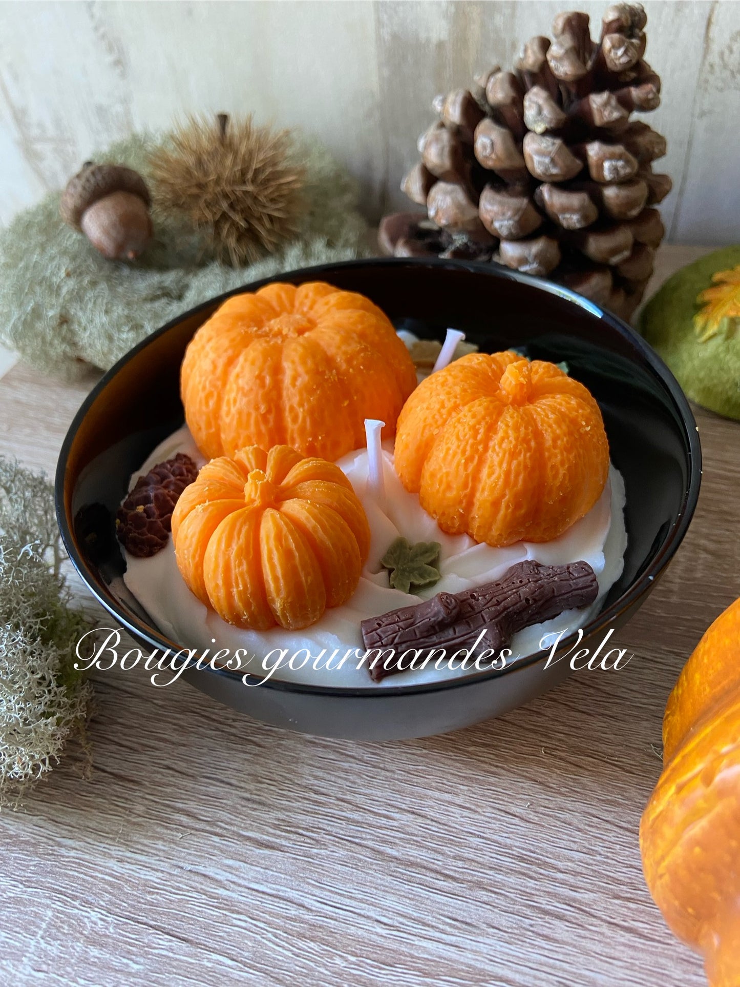 Bougie citrouilles Bougie automne Bougie parfum caramel Bougie automne Bougie chantilly Bougie artisanale Bougie végétale Idée cadeau