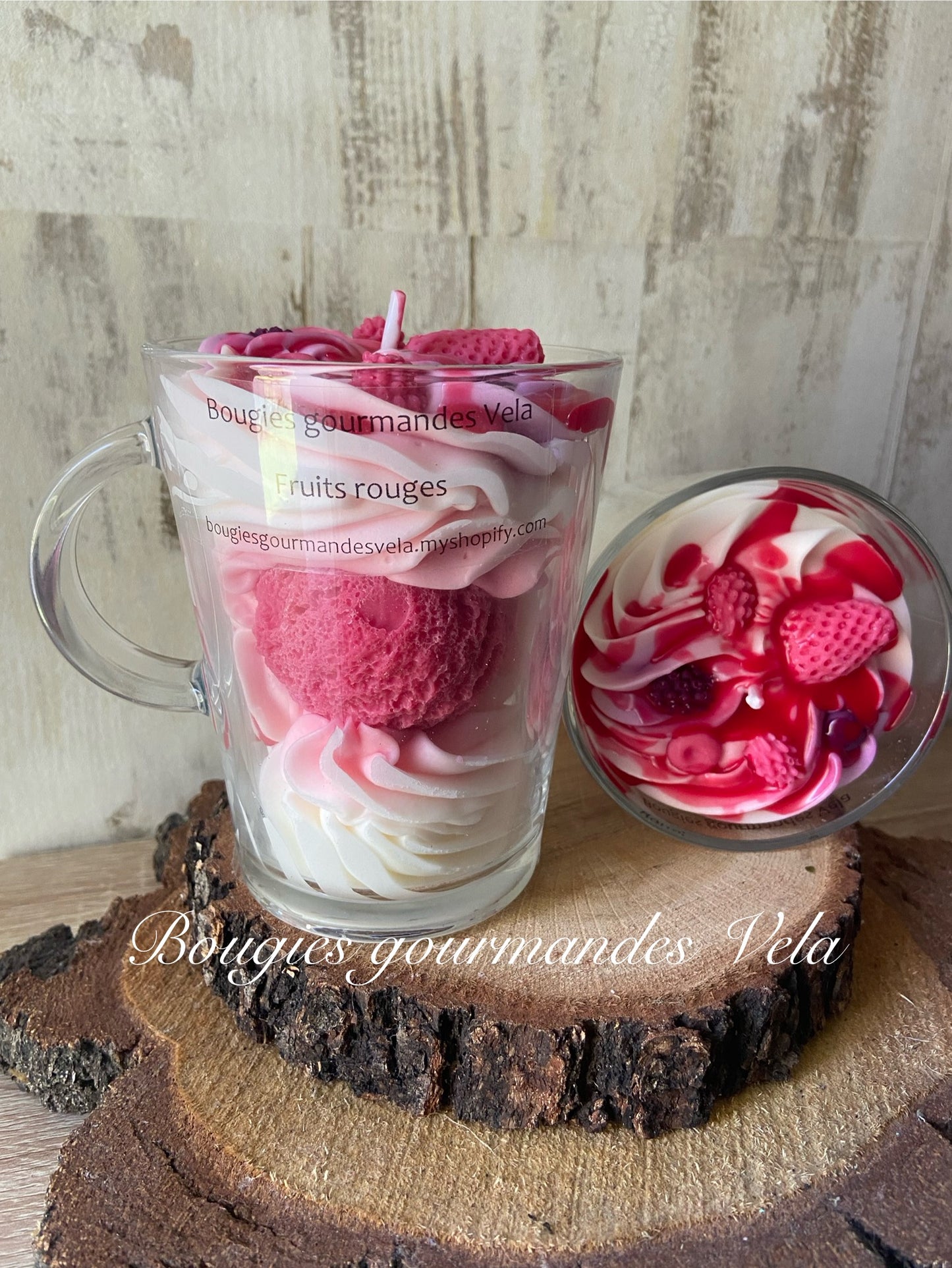 Bougie gourmande Bougie parfumée fruits rouges Bougie chantilly Bougie artisanale Bougie végétale Idée cadeau