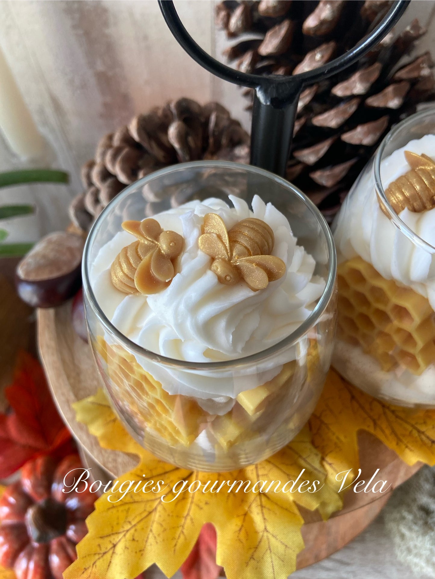 Bougie gourmande miel Bougie parfumée miel Bougie chantilly Bougie artisanale Bougie végétale Idée cadeau noel