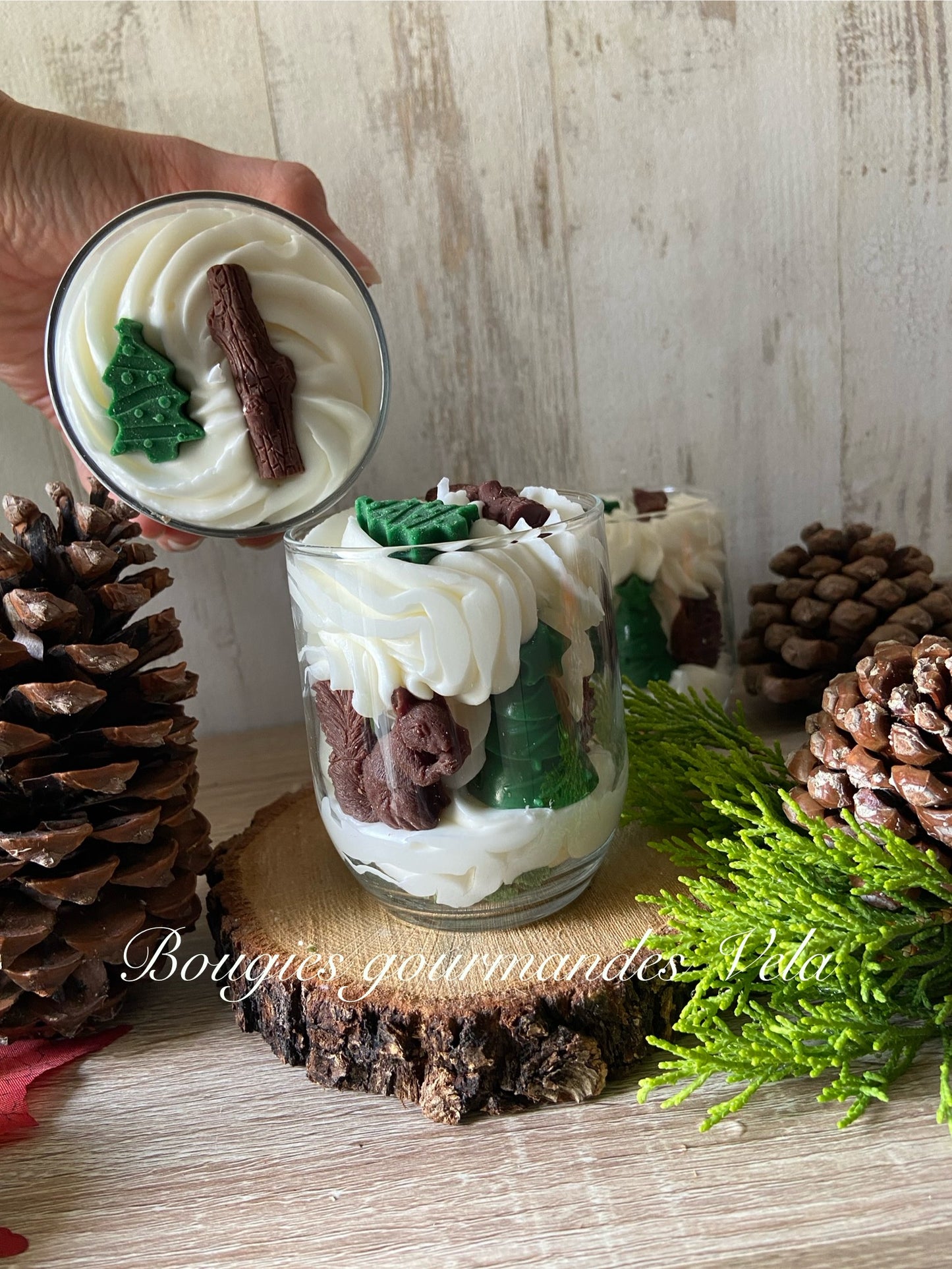 Bougie gourmande sapin ecureuil Bougie parfumée sapin Noel Bougie chantilly Bougie artisanale Bougie végétale Idée cadeau noel