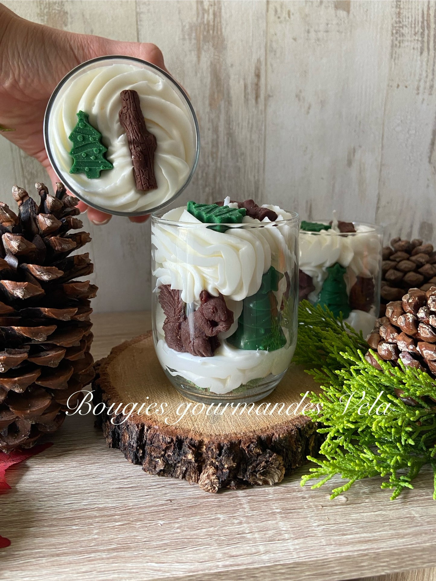 Bougie gourmande sapin ecureuil Bougie parfumée sapin Noel Bougie chantilly Bougie artisanale Bougie végétale Idée cadeau noel