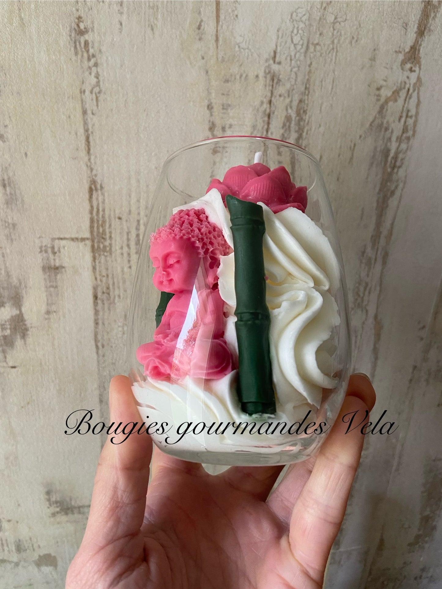 Bougie gourmande Bougie bouddha lotus bambou Bougie parfum relaxant Bougie chantilly Bougie artisanale Bougie végétale Idée cadeau