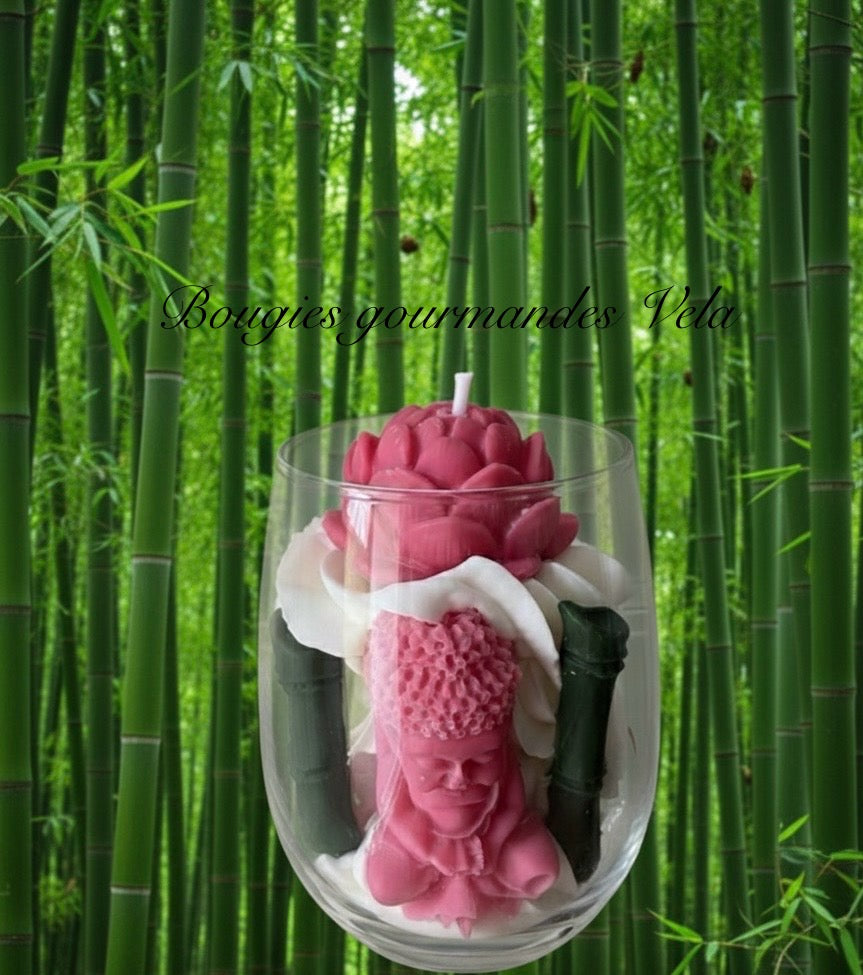 Bougie gourmande Bougie bouddha lotus bambou Bougie parfum relaxant Bougie chantilly Bougie artisanale Bougie végétale Idée cadeau