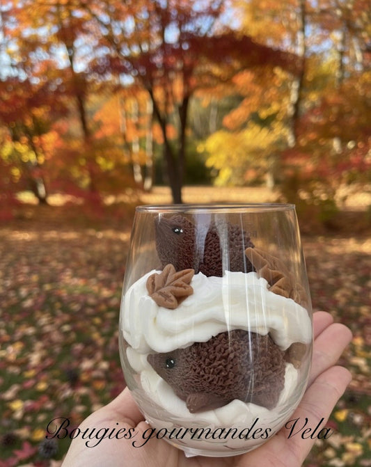 Bougie gourmande Bougie hérissons automne Bougie parfumée Bougie noel Bougie chantilly Bougie artisanale Bougie végétale Idée cadeau