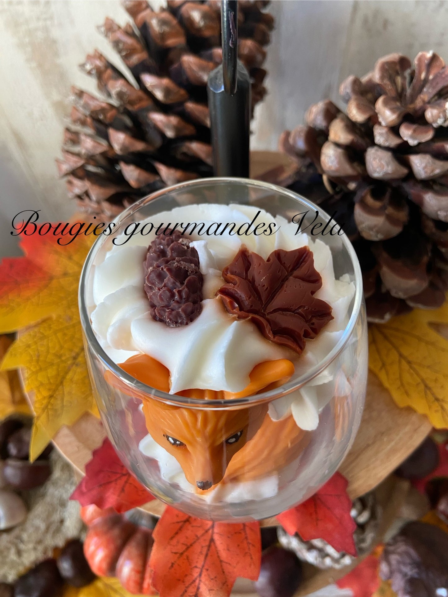 Bougie gourmande Bougie renard automne Bougie parfumée Bougie chantilly Bougie artisanale Bougie végétale Idée cadeau