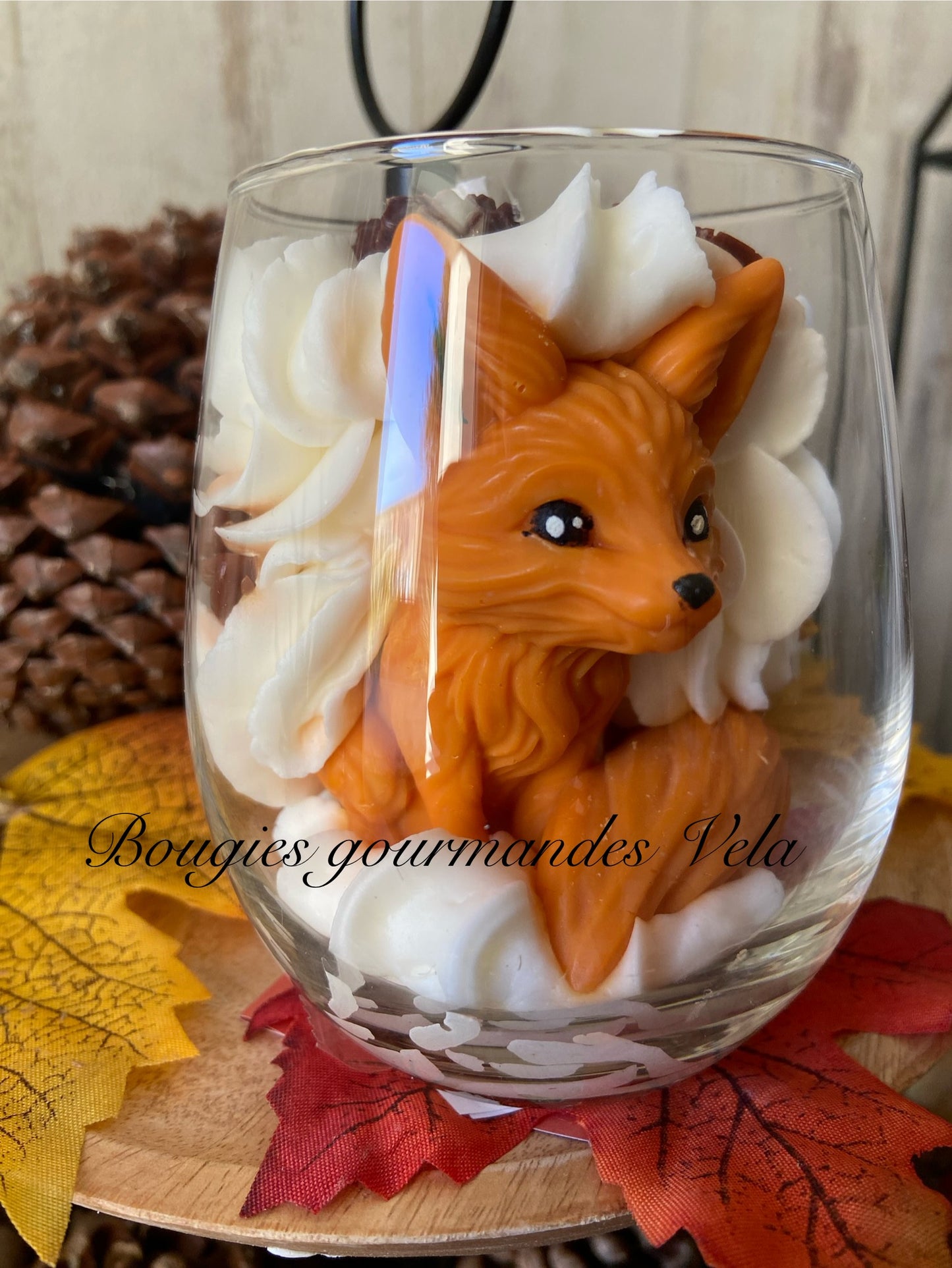 Bougie gourmande Bougie renard automne Bougie parfumée Bougie chantilly Bougie artisanale Bougie végétale Idée cadeau