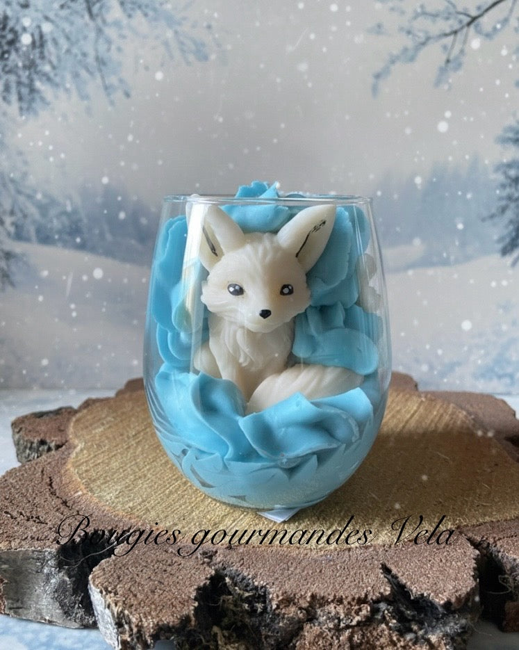 Bougie gourmande Bougie renard hiver Bougie parfumée fleur coton Bougie noel Bougie chantilly Bougie artisanale Bougie végétale Idée cadeau