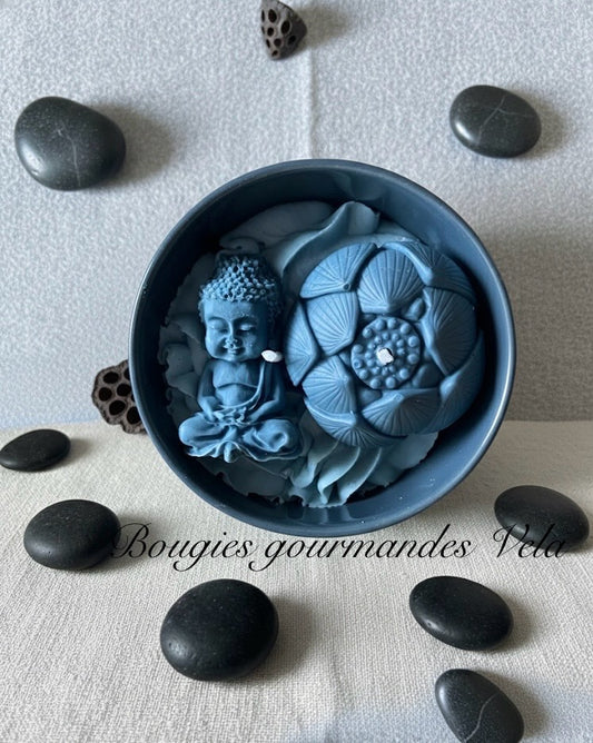 Bougie gourmande Bougie bouddha lotus Bougie parfum douceur réconfortante Bougie chantilly Bougie artisanale Bougie végétale Idée cadeau