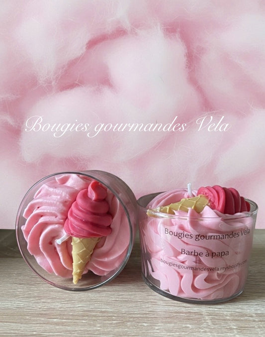 Bougie gourmande Bougie barbe à papa Bougie parfumée barbe à papa Bougie rose Bougie chantilly Bougie artisanale Bougie végétale Idée cadeau