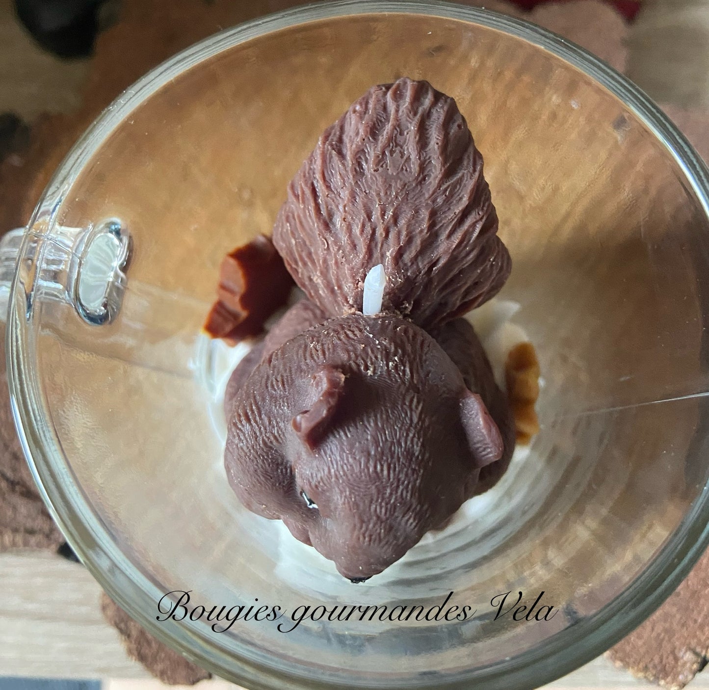 Bougie gourmande parfumée poudre de cacao Bougie écureuil automne Bougie chantilly Bougie artisanale Bougie végétale Idée cadeau