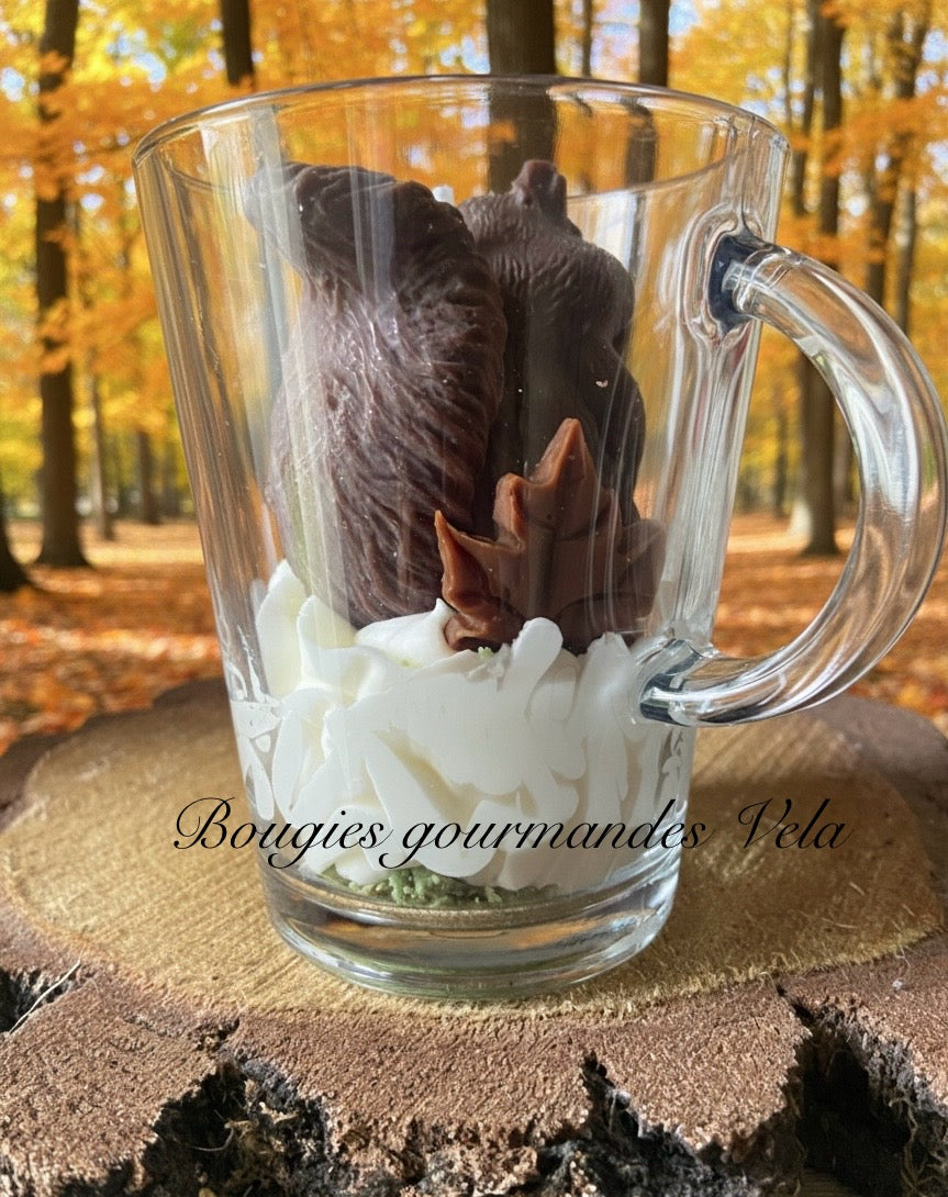 Bougie gourmande parfumée poudre de cacao Bougie écureuil automne Bougie chantilly Bougie artisanale Bougie végétale Idée cadeau