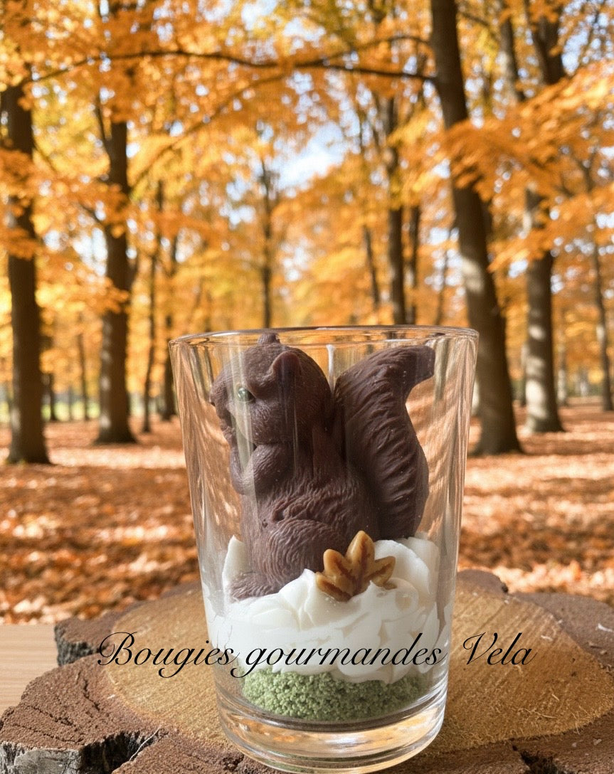 Bougie gourmande parfumée poudre de cacao Bougie écureuil automne Bougie chantilly Bougie artisanale Bougie végétale Idée cadeau