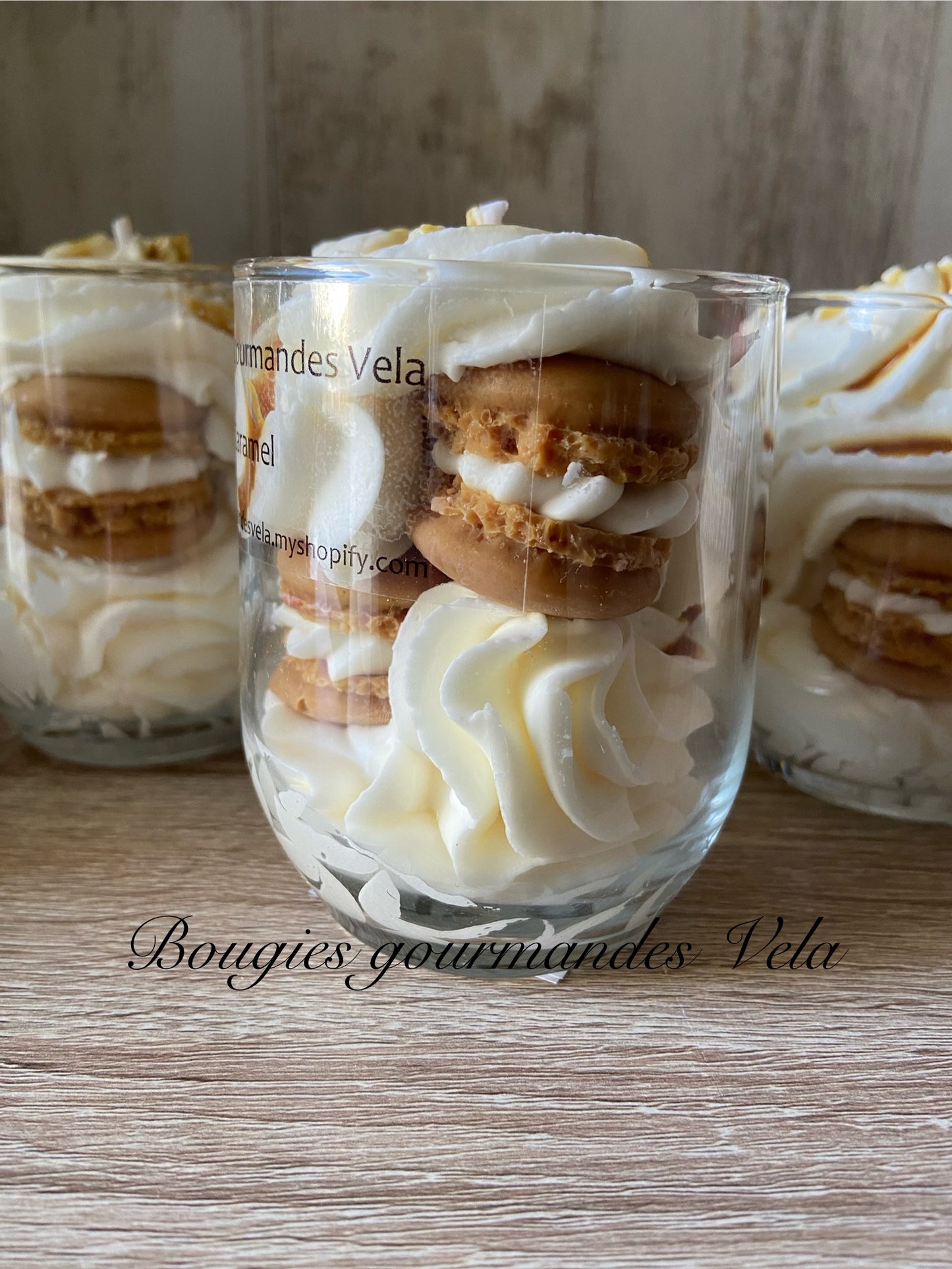 Bougie gourmande parfum caramel Bougie chantilly macarons Bougie artisanale Bougie végétale Idée cadeau