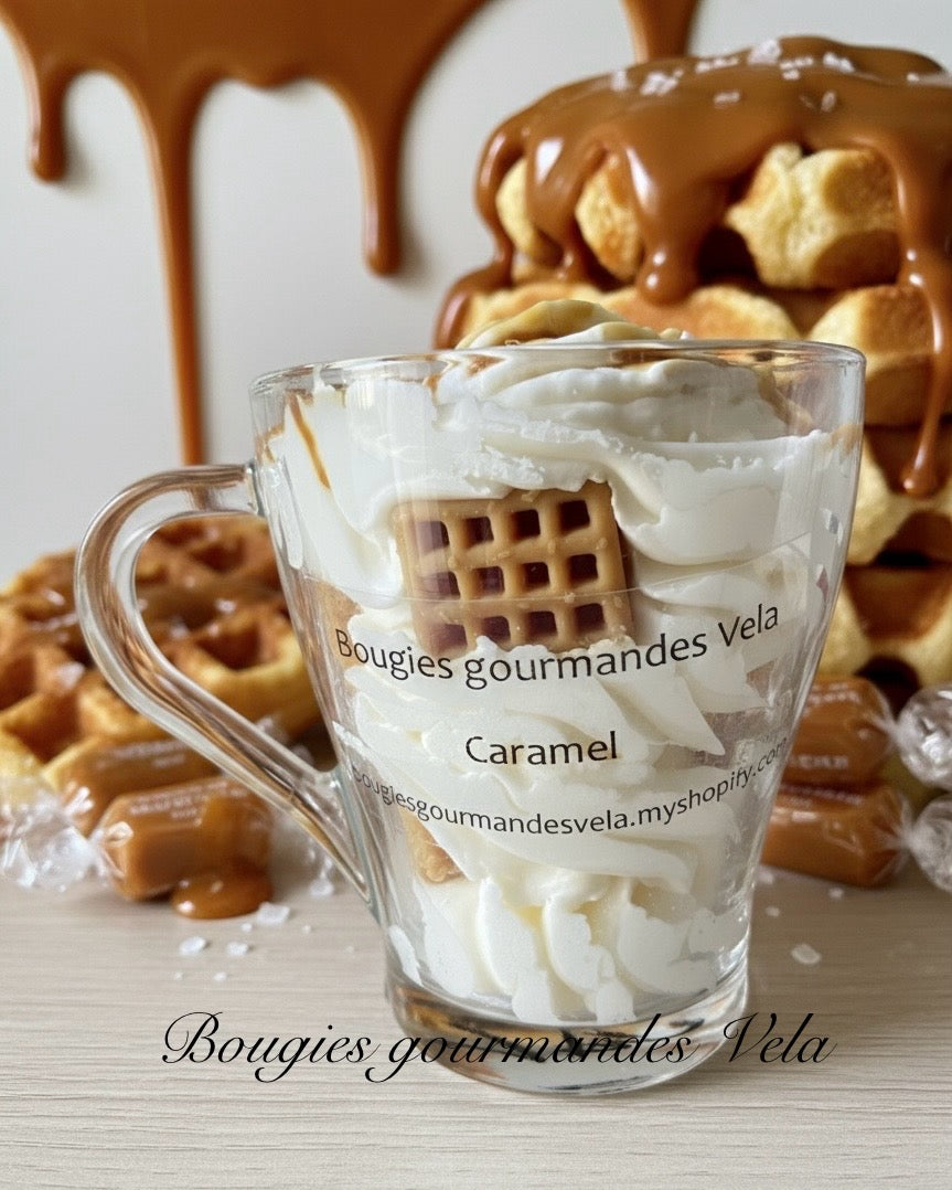 Coffret Joyeux anniversaire 2 bougies gourmandes parfum caramel parfum chocolat praliné Bougie chantilly Bougie artisanale Bougie végétale Idée cadeau