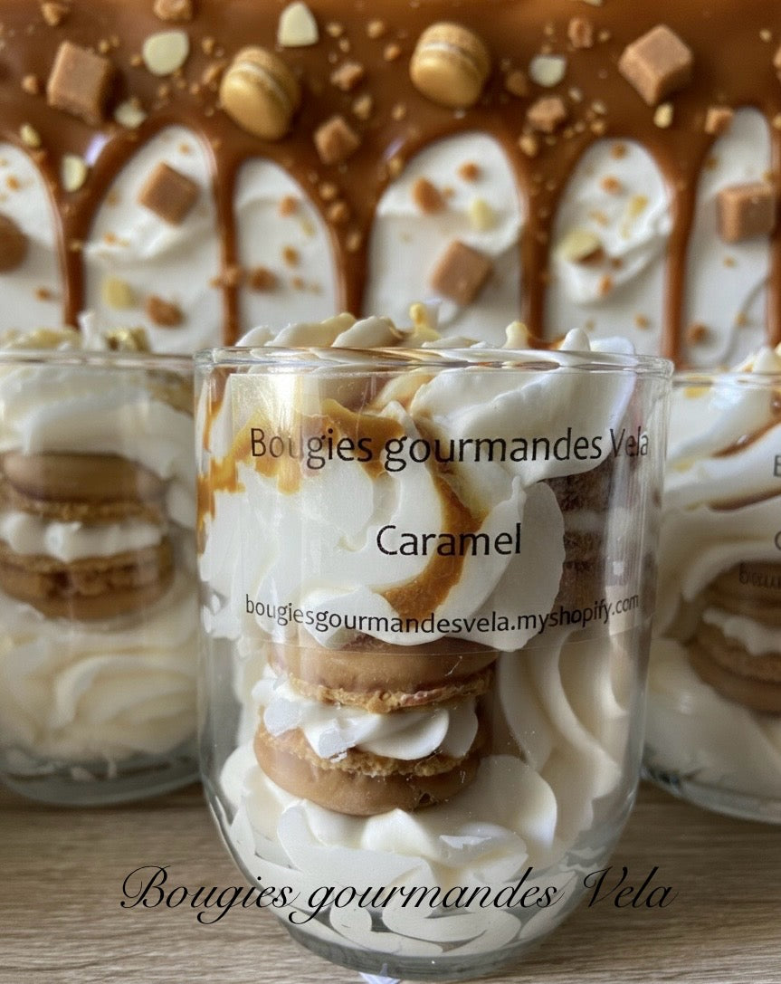 Bougie gourmande parfum caramel Bougie chantilly macarons Bougie artisanale Bougie végétale Idée cadeau