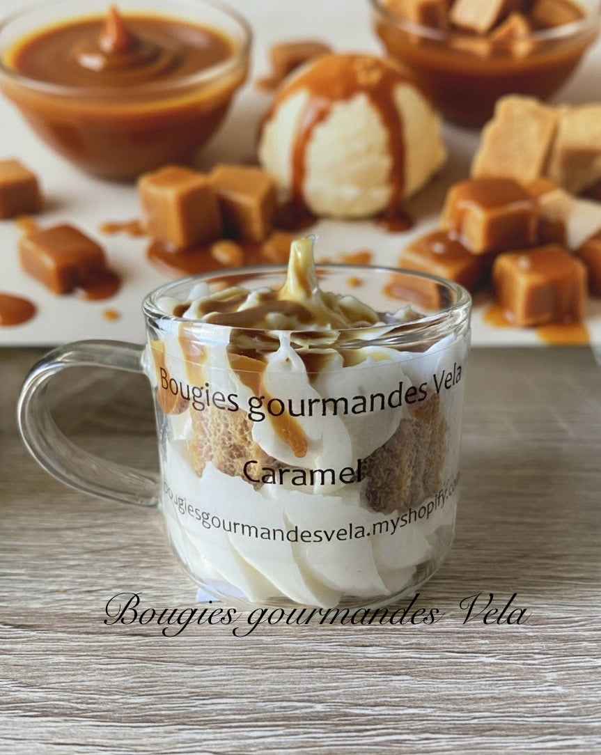 Mini Bougie gourmande parfum caramel Bougie chantilly Bougie artisanale Bougie végétale Idée cadeau