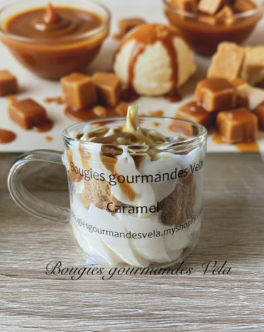 Mini Bougie gourmande parfum caramel Bougie chantilly Bougie artisanale Bougie végétale Idée cadeau