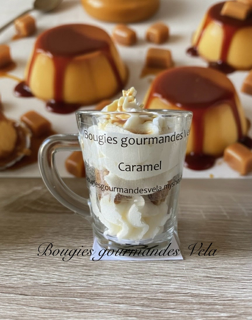 Mini Bougie gourmande parfum caramel Bougie chantilly Bougie artisanale Bougie végétale Idée cadeau