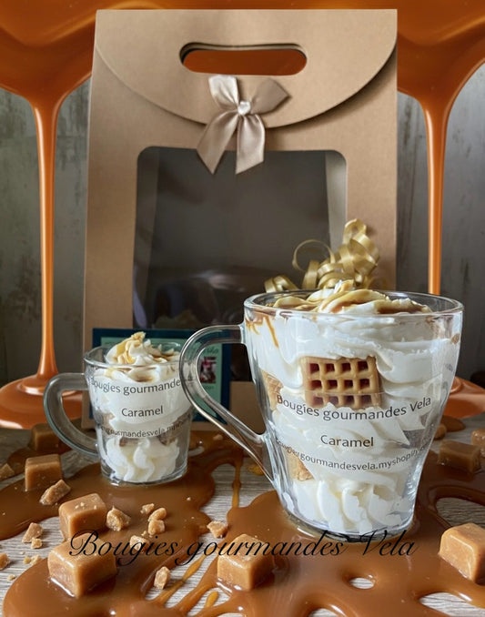 Coffret 2 bougies gourmandes parfum caramel Bougie chantilly Bougie artisanale Bougie végétale Idée cadeau